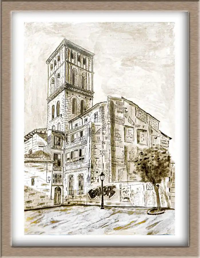 San Bartolomé, Logroño. plumilla, tinta sobre papel, 29X42cm