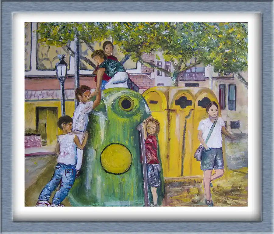 Niños jugando. 54X66cm (Óleo sobre tabla)
